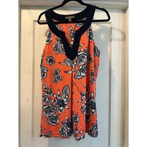 Tommy Bahama EUC XL Sleeveless Top Coral / Navy